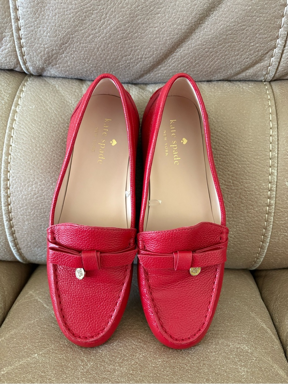 kate spade Bright Red Leather Penny Loafers